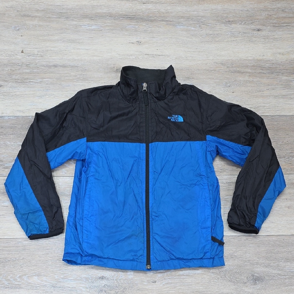 North Face Boys Gorpcore Colorblock Windbreaker Jacket Blue Black Sz Med 10/12